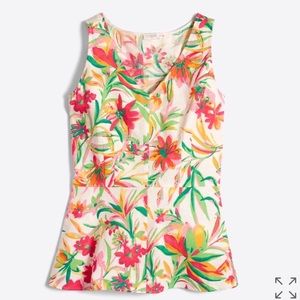 J.Crew Linen-cotton Peplum Tank Top Size P00